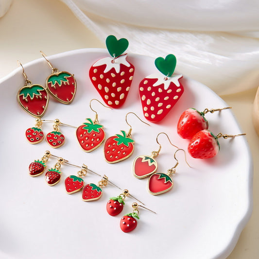 Alloy Fresh Strawberry Earrings MIC-ChuY012