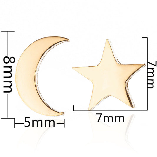 Stainless Steel Pentagram Moon Earrings SS024