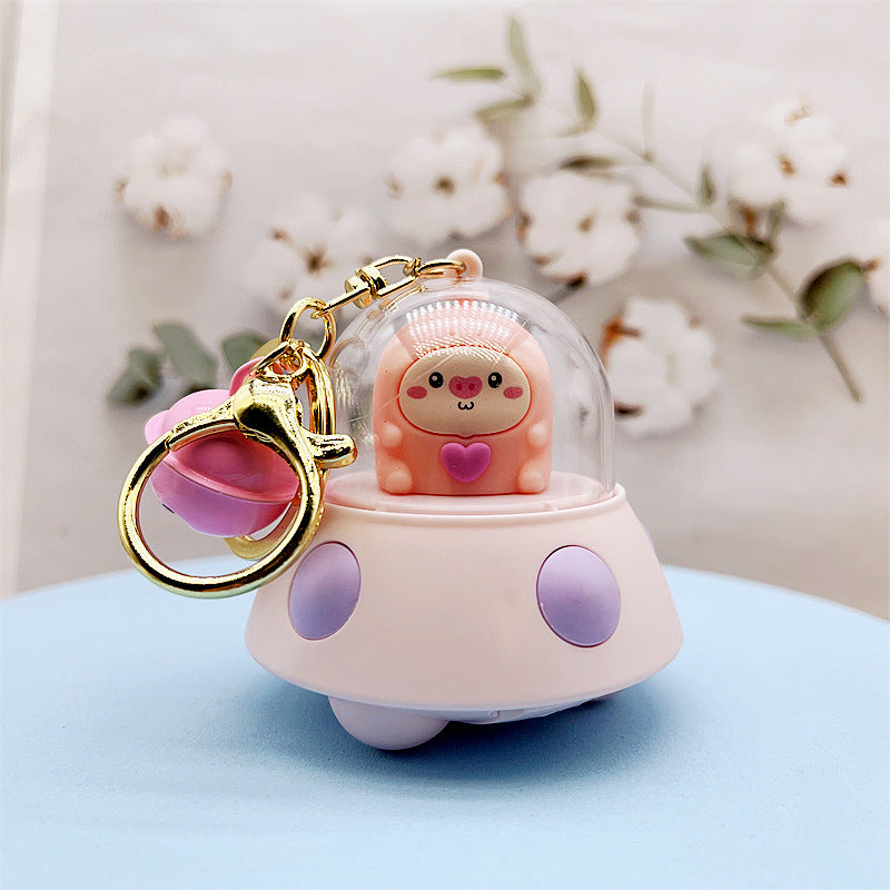 Keychains Plastic Cartoon Cute Pink Pig Projector Lamp MOQ≥2 DMF030