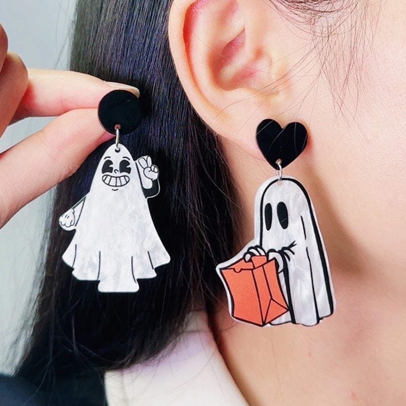 Acrylic Halloween Magic Stick Ghost earrings (Minimo de Compra 2) MYA-DuA034