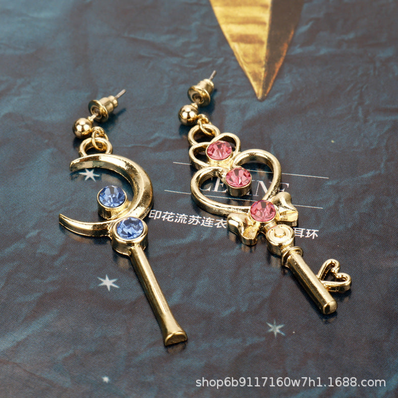 Alloy Beauty Girl Warrior Key Earrings (Minimo de Compra 2)  MIC-MingX001