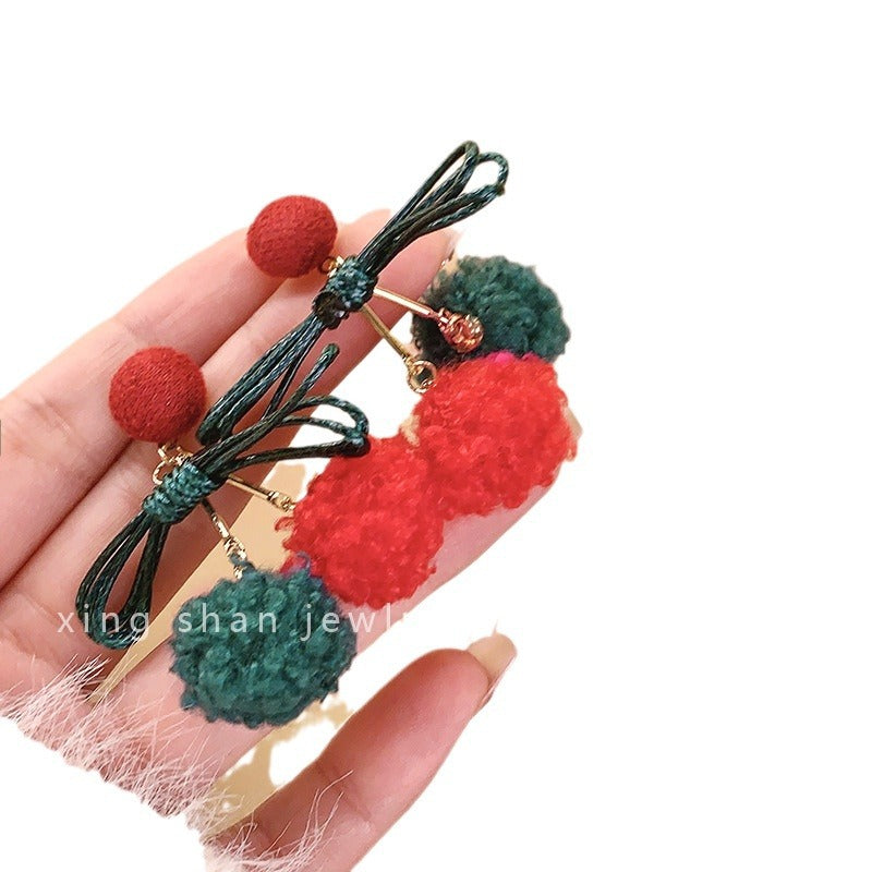 Alloy colored fur ball earrings MIC-XingS019