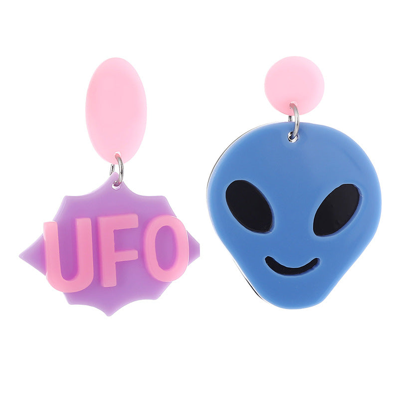 Acrylic cartoon alien UFO earrings MYA-XiY003