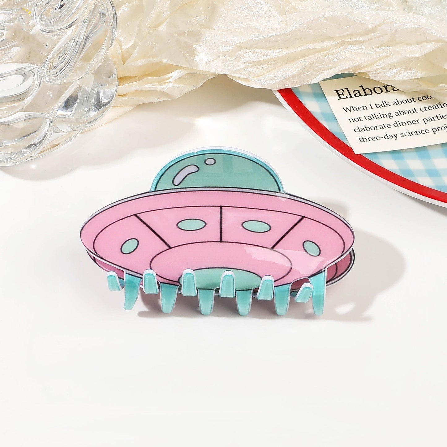 Plastic alien spacecraft acetate hair clip MYA-YHJ003