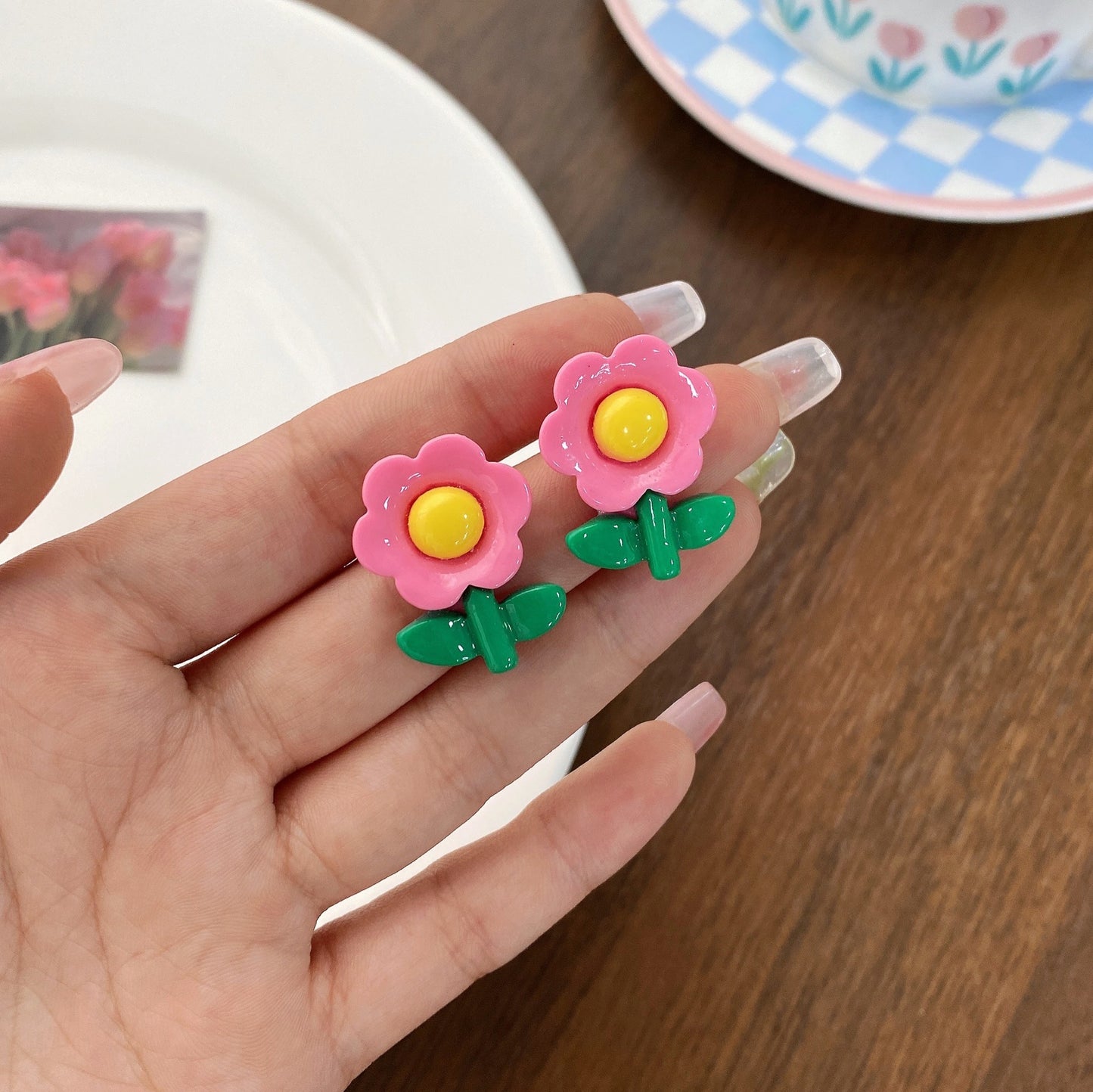 Acrylic Cute Flower Earrings (Minimo de Compra 2) MYA-ShuangX030