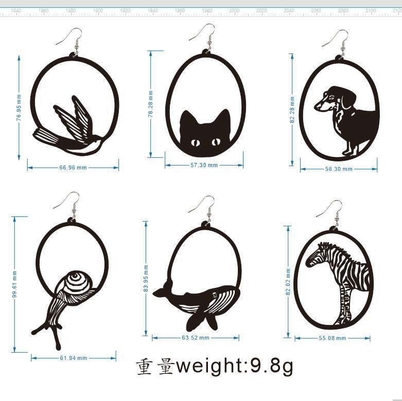 Acrylic Irregular Shaped Personalized Animal Earrings MYA-NingD059