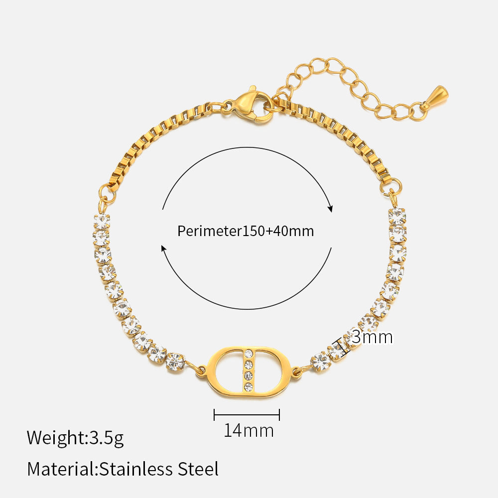 Stainless steel gold-plated four-leaf clover bracelet （Minimo de compra 2） MIC-chenH020