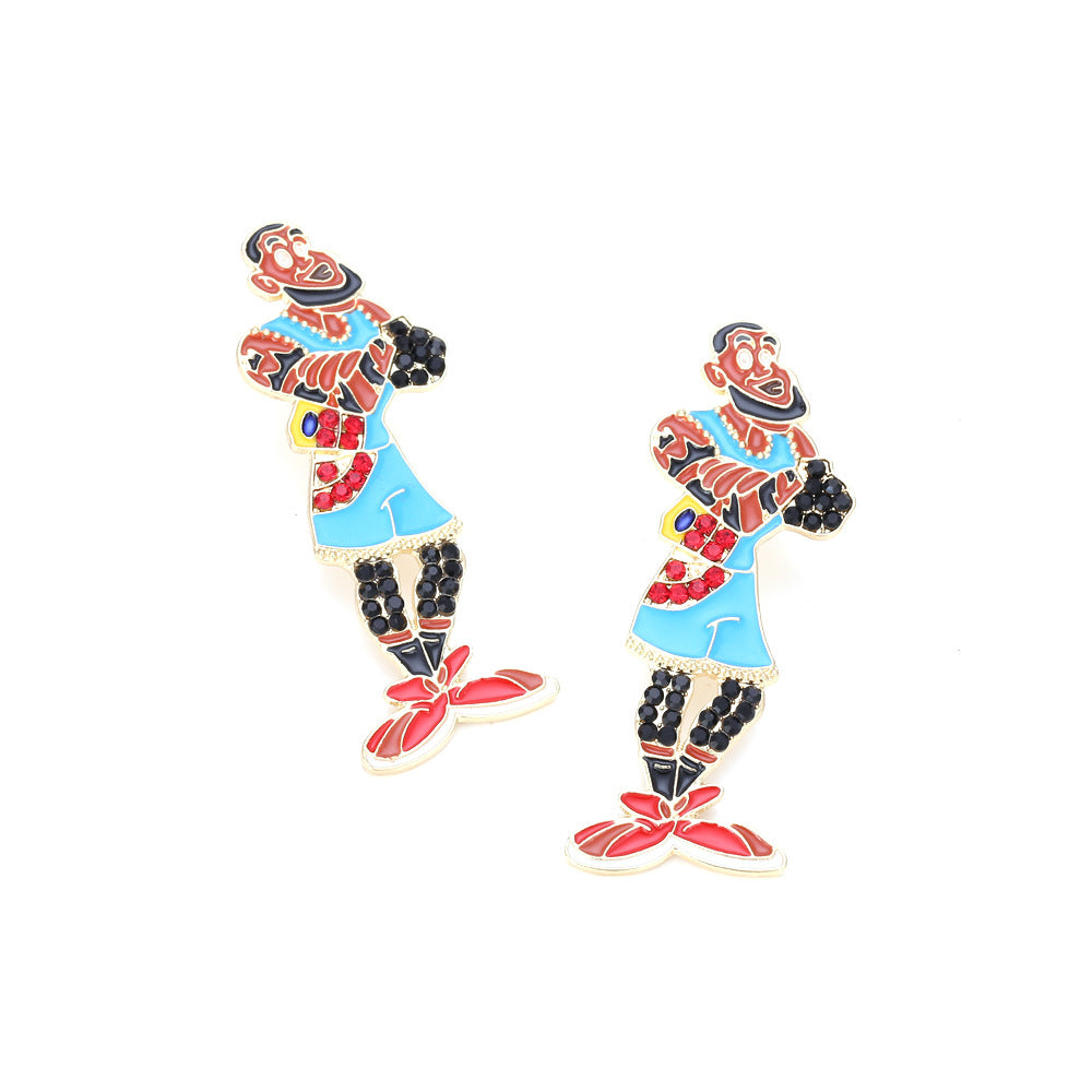 Alloy diamond inlaid cartoon character earrings MIC-ManY032