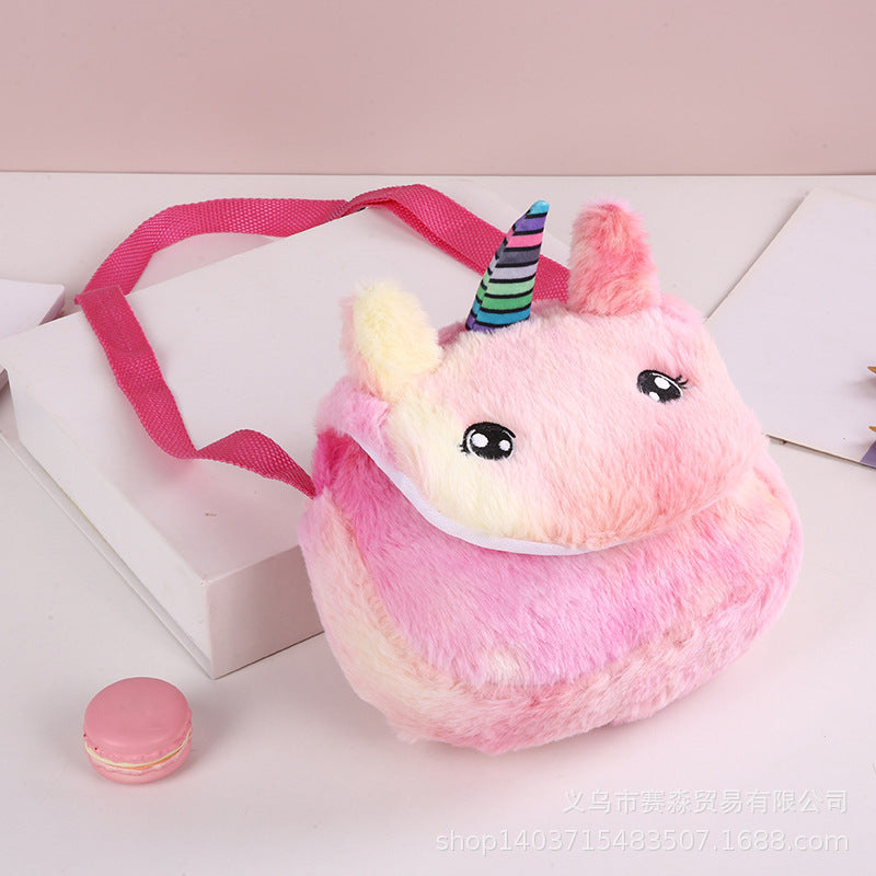 Plush cartoon unicorn messenger shoulder bag(Minimo de compra 5) MIC-SaiM003