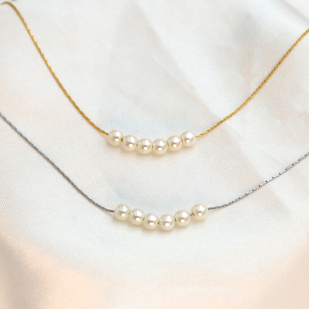 Stainless steel gold-plated pearl necklace MYA-XuanJ045