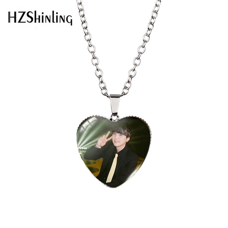 Alloy Time Gem Heart Necklace MYA-XiangL026