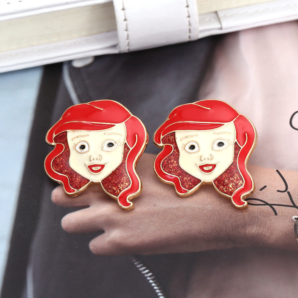 Alloy diamond inlaid cartoon character earrings MIC-ManY034