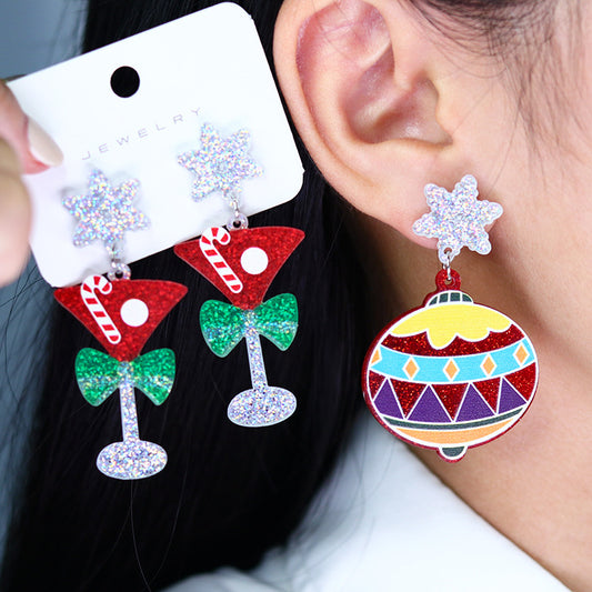 Alloy New Christmas Elk Snowflake Earrings (Minimo de Compra 2) MIC-DuA057