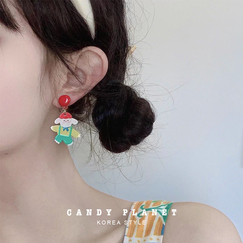 Alloy minimalist cartoon painted earrings (Minimo de Compra 3) MIC-BiS003