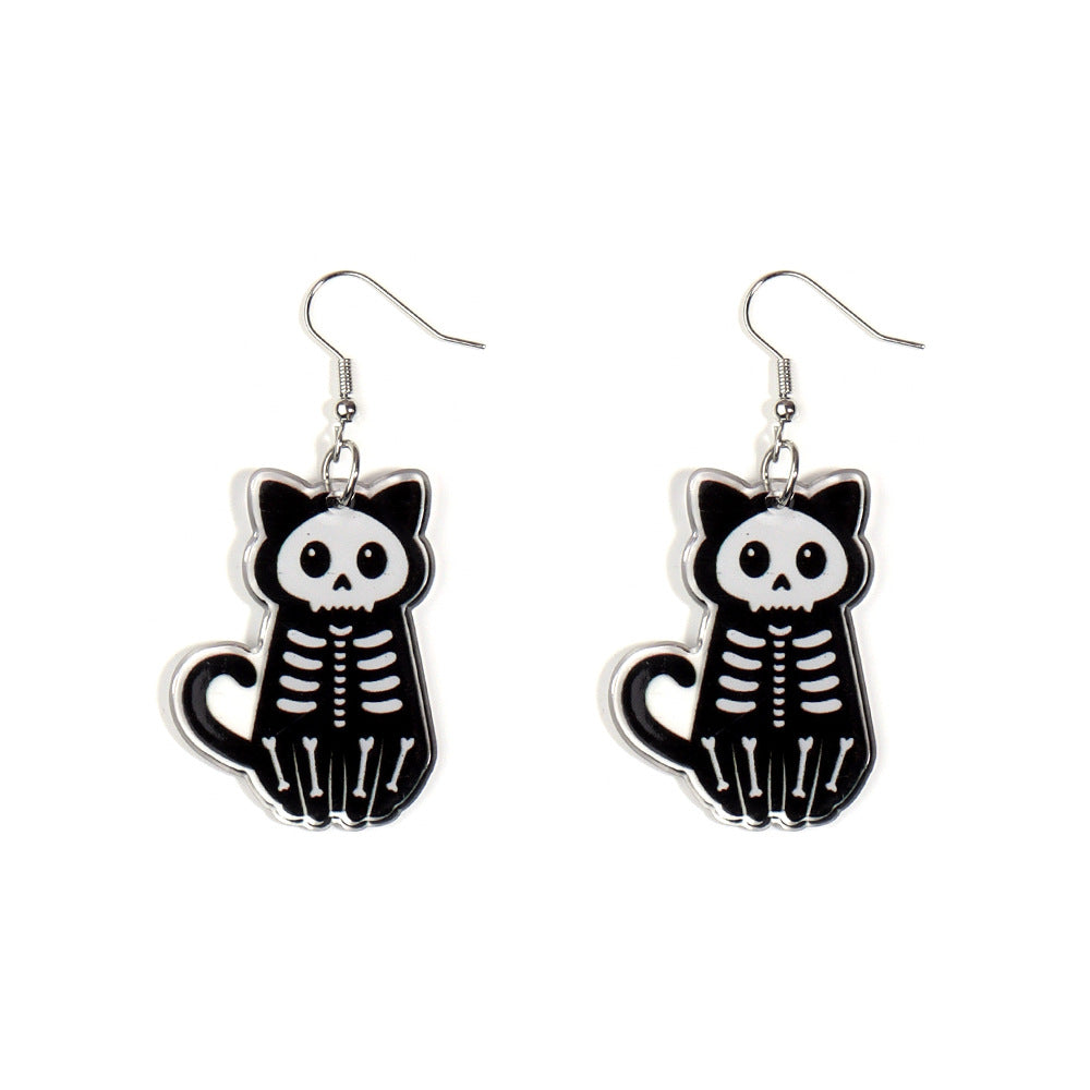 Acrylic Halloween Black Cat Earrings (Minimo de Compra 2) MIC-ZiT003