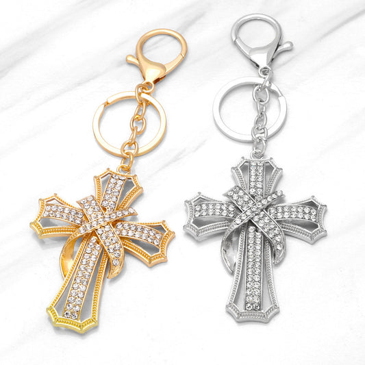 Keychains Metal Rhinestone Cross AS010