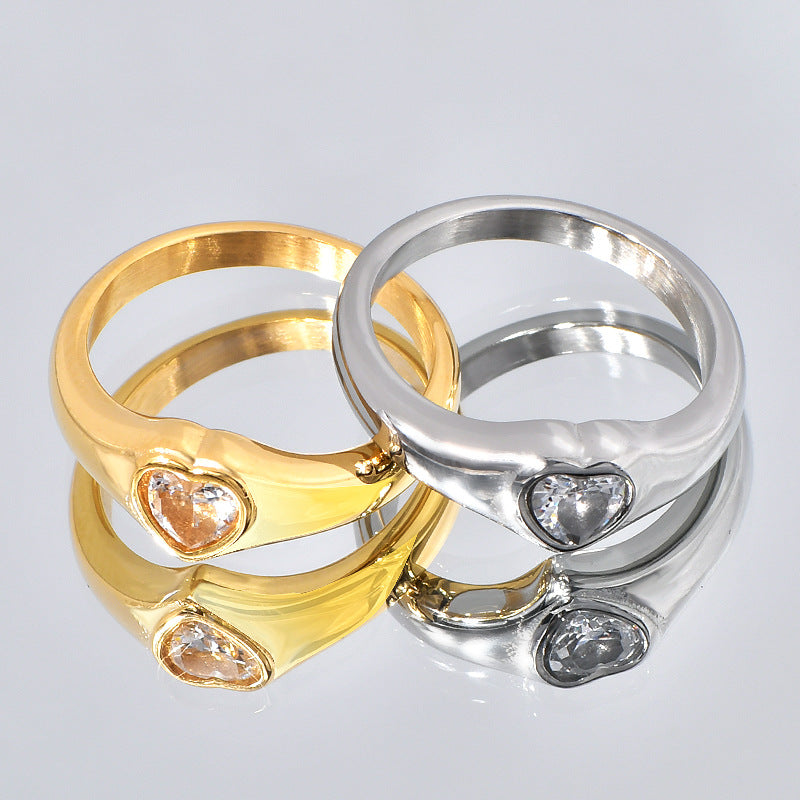 Stainless steel gold-plated heart-shaped ring MYA-YHZX019