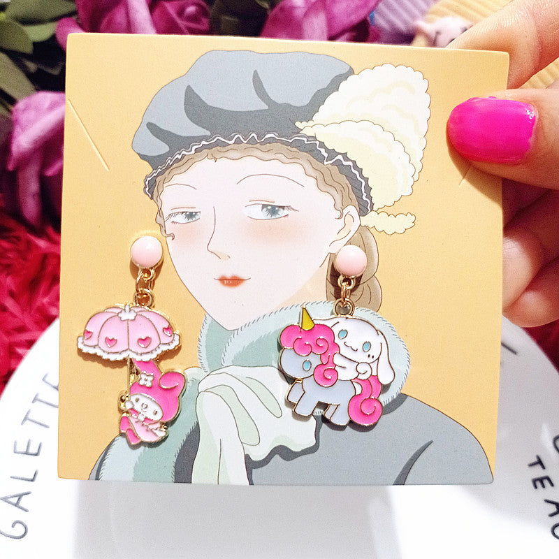 S925 Silver Post Cartoon Cat Earrings MYA-XingJ025