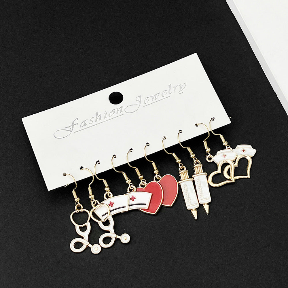 Alloy 5 pairs of gold syringe earrings (Minimo de compra 5) MYA-LuN001