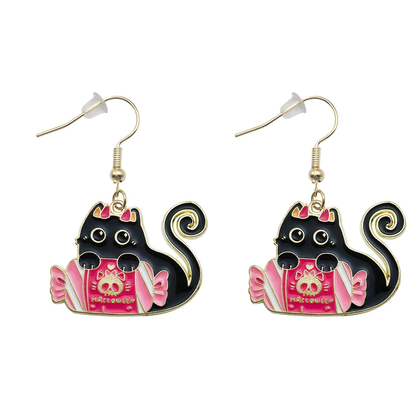 Alloy Halloween cartoon cat candy earrings (Minimo de compra 5) MIC-OuL003