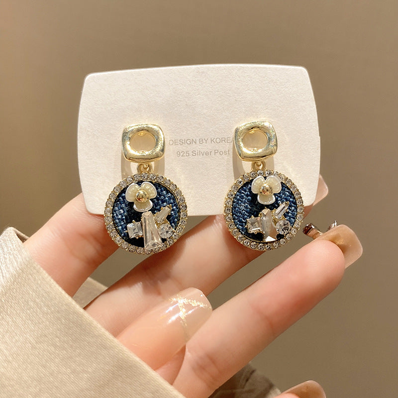 Alloy full diamond flower earrings MIC-LvS014