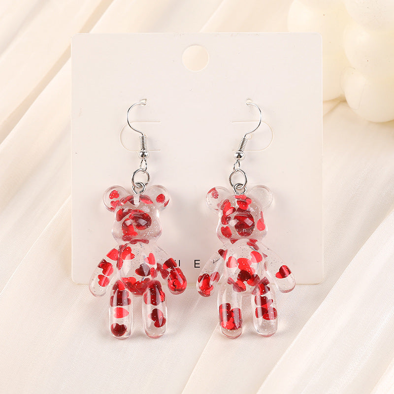 Acrylic glitter pink heart earrings (Minimo de Compra 2) MYA-YueZ006