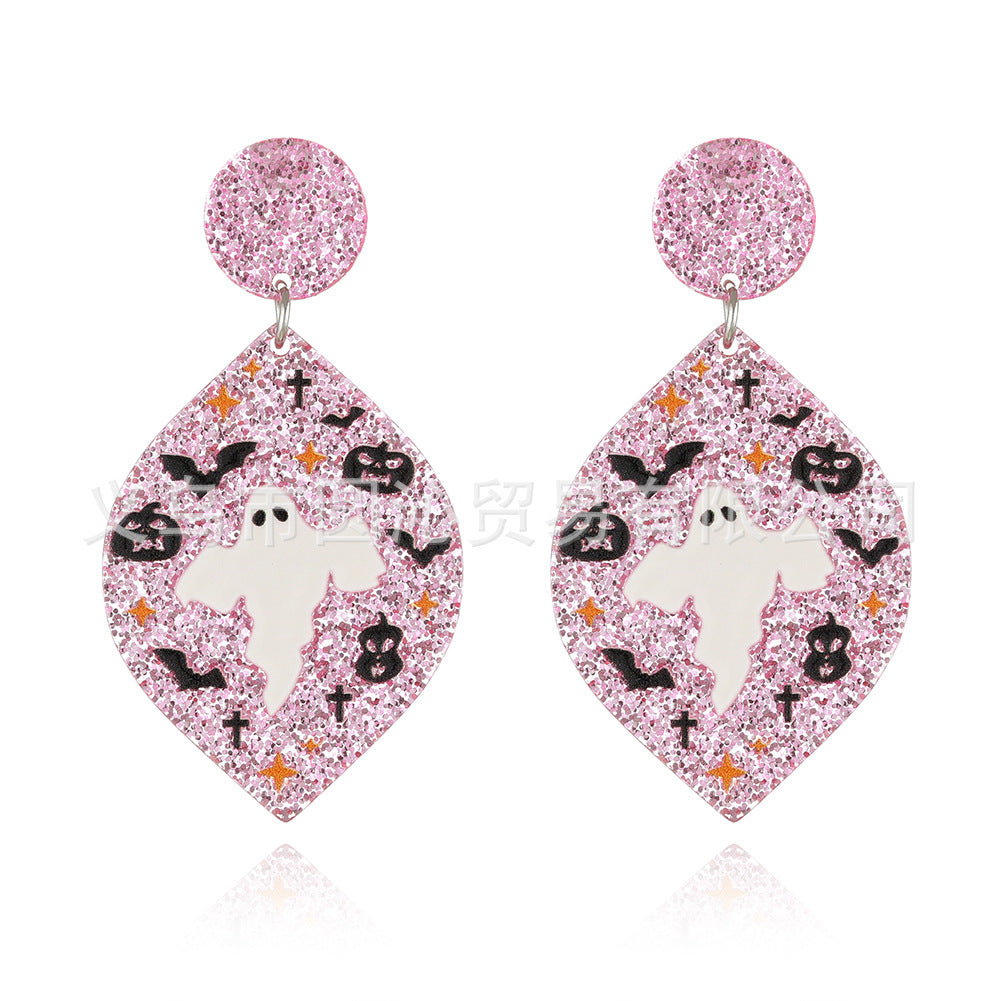 Acrylic Ghost Cat Witch Earrings (Minimo de Compra 3) MYA-YuanQ001