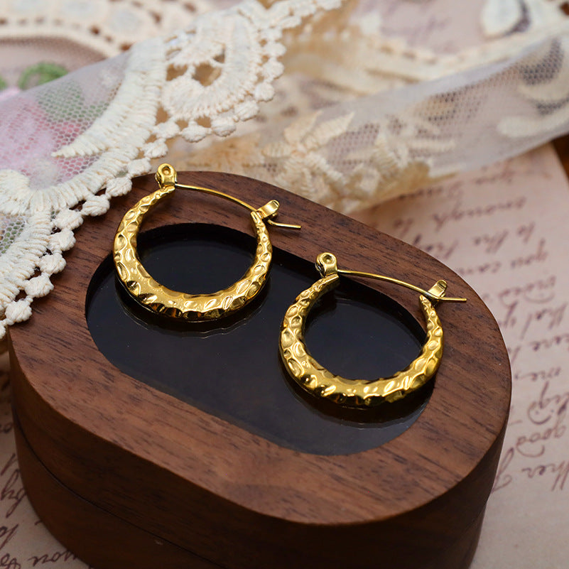 Titanium steel 18K texture Fried Dough Twists earrings MYA-XuanJ009