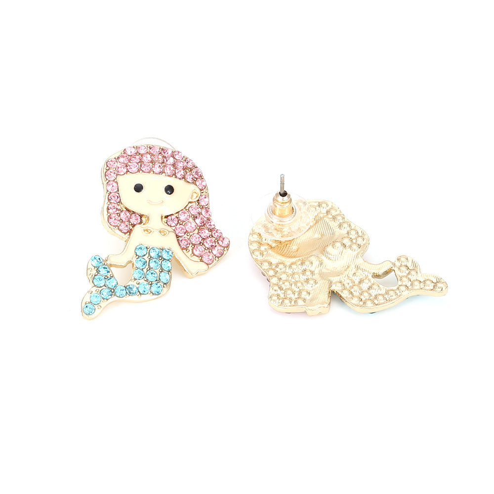 Alloy diamond inlaid cartoon character earrings MIC-ManY033