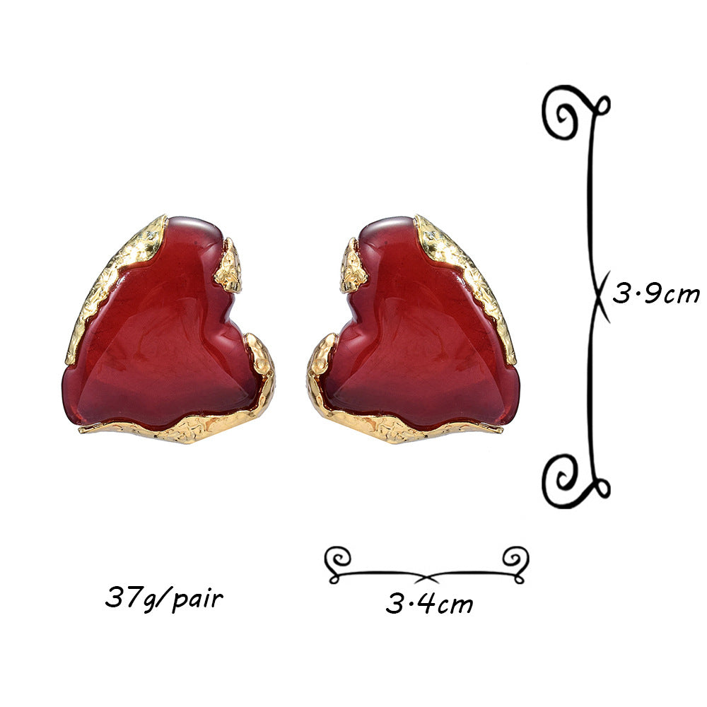 Alloy heart-shaped symmetrical temperament earrings (Minimo de Compra 2) MYA-ShenK001