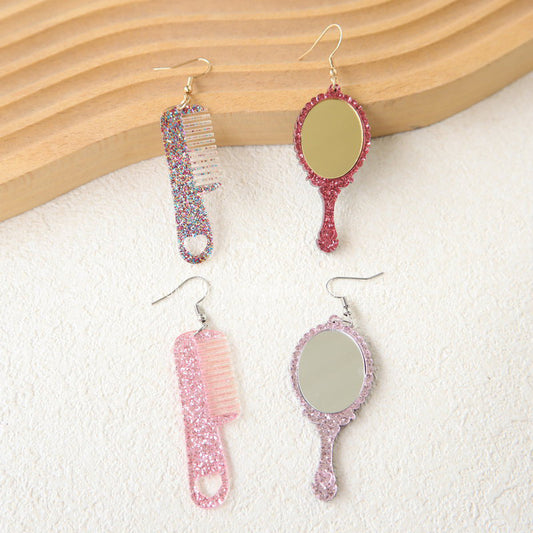 Acrylic mini makeup mirror earrings (Minimo de Compra 3) MYA-OuG031