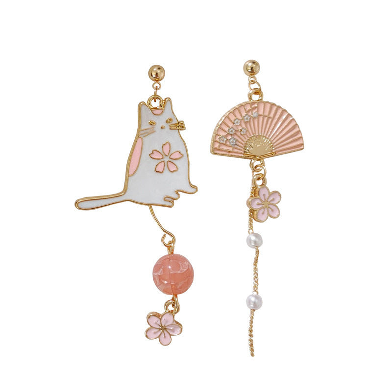 Asymmetric long tassel earrings with alloy fans MIC-YingH002