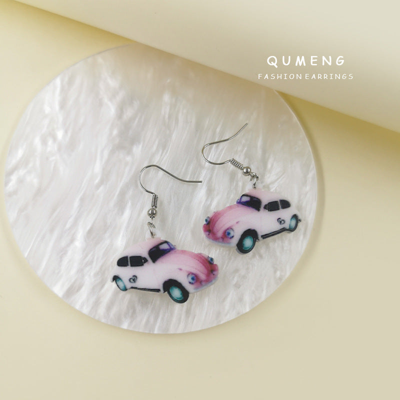 Acrylic skull color earrings (Minimo de compra 2) MIC-QinM008