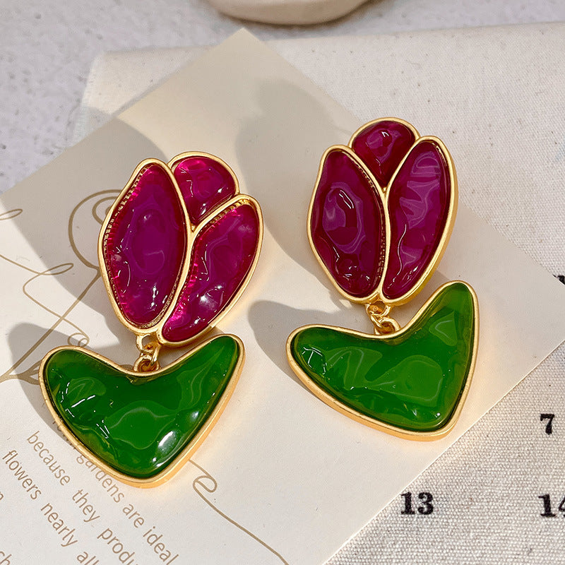 Alloy French Flower Earrings MIC-DieD006