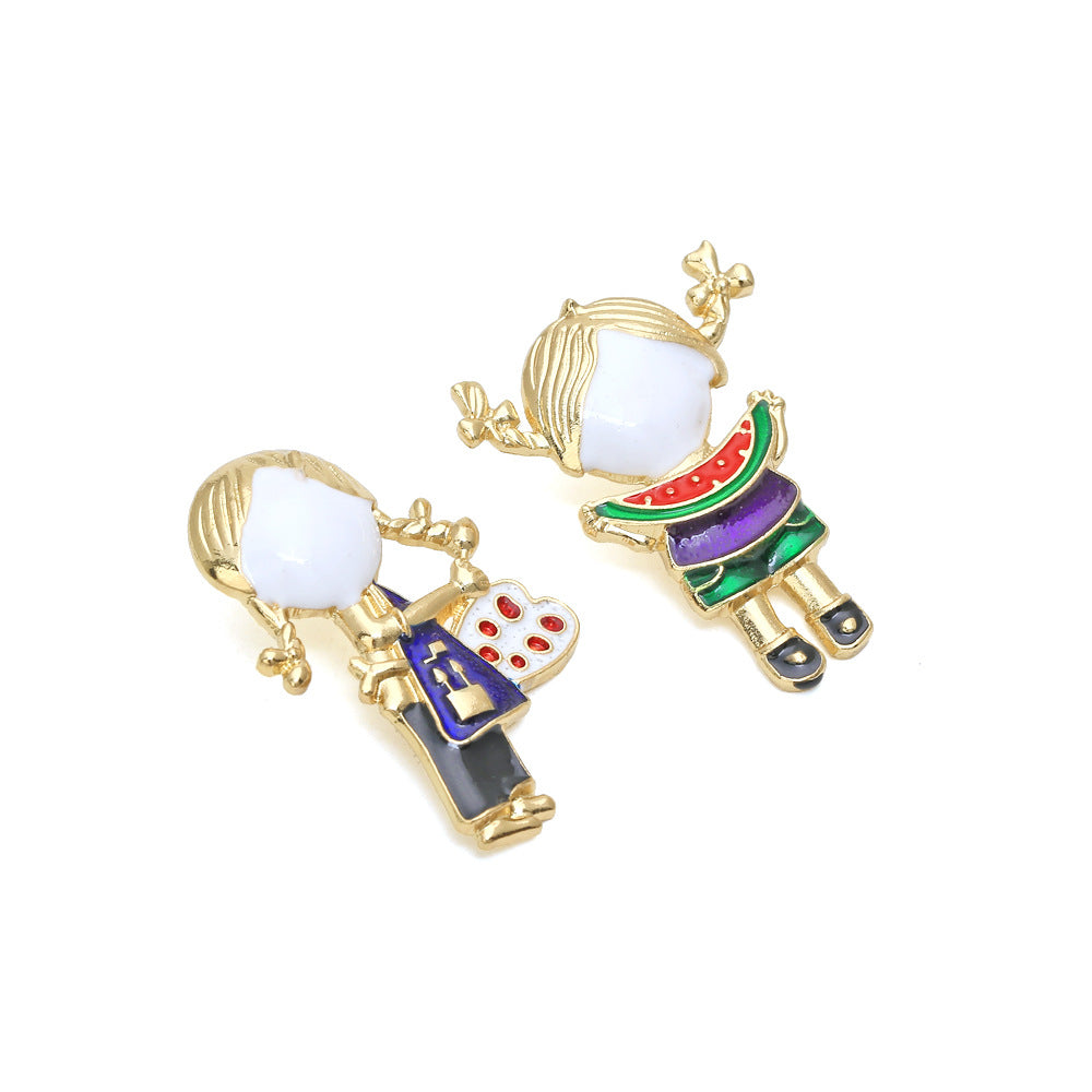 Alloy diamond inlaid cartoon character earrings MIC-ManY040