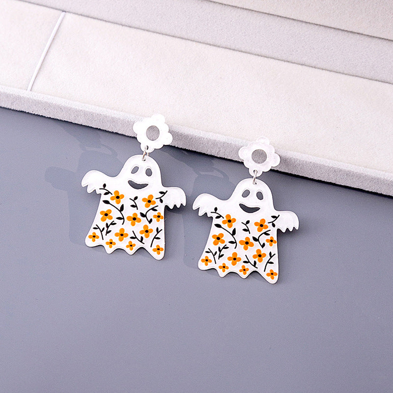 Acrylic Halloween terrifying skull earrings MIC-MDD045