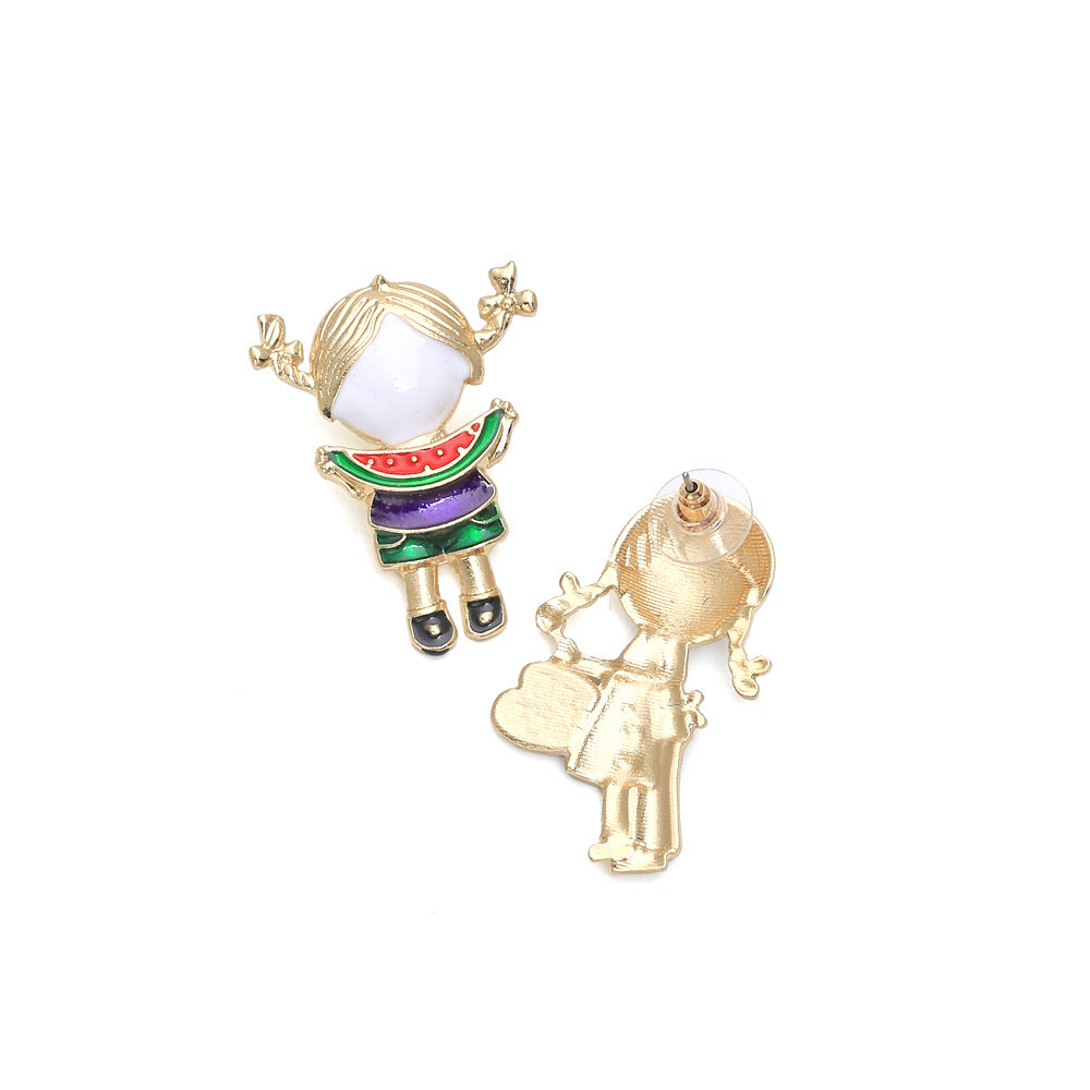 Alloy diamond inlaid cartoon character earrings MIC-ManY040