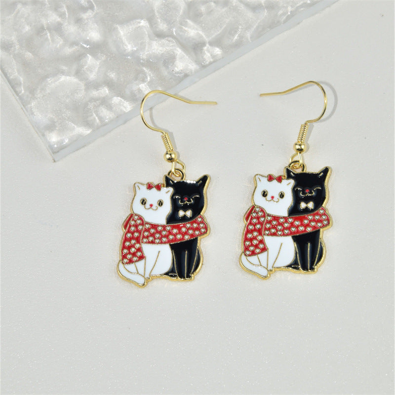 Alloy Love Couple Cat Earrings (Minimo de compra 2) MIC-KuL003