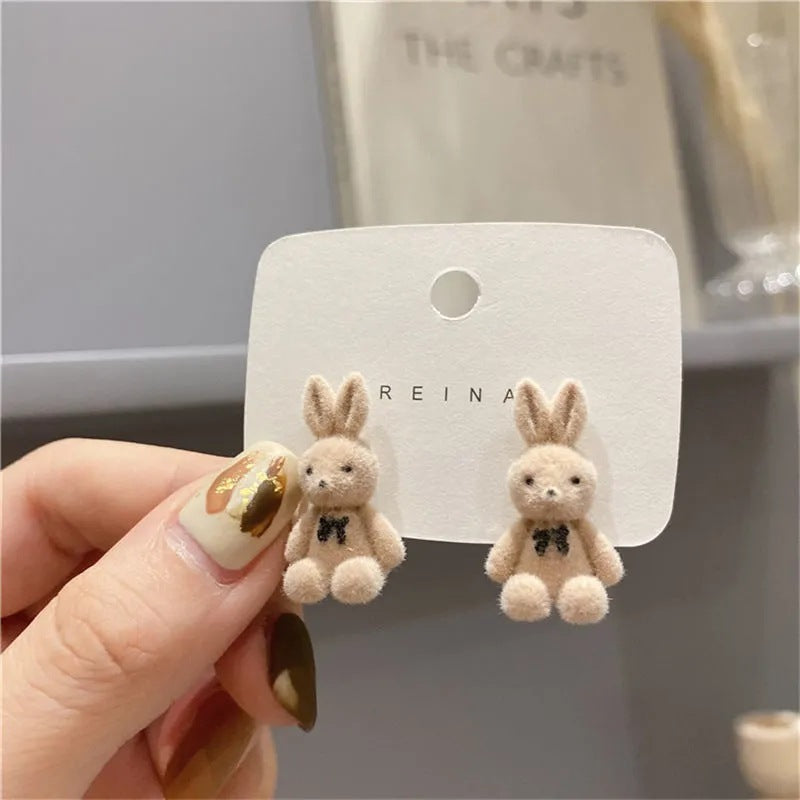 Alloy flocked rabbit earrings MIC-YinXin006