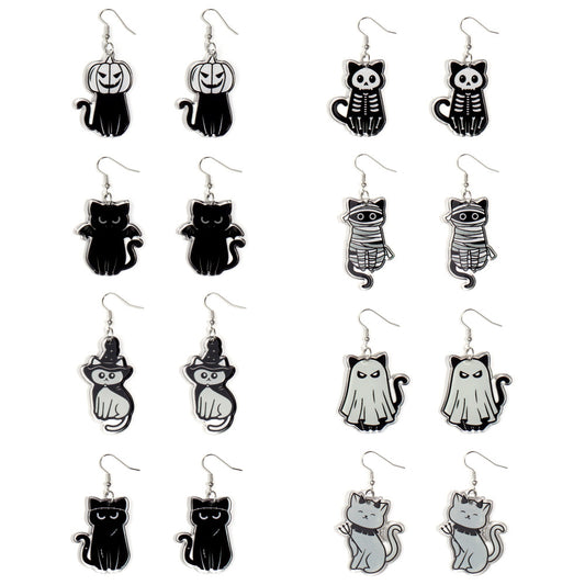 Acrylic Halloween Black Cat Earrings (Minimo de Compra 2) MIC-ZiT003