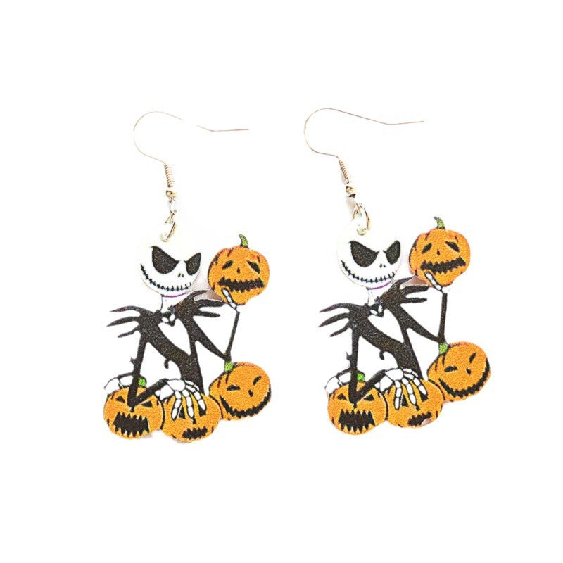 Acrylic Ghost Ring Skull Earrings MIC-XieN067