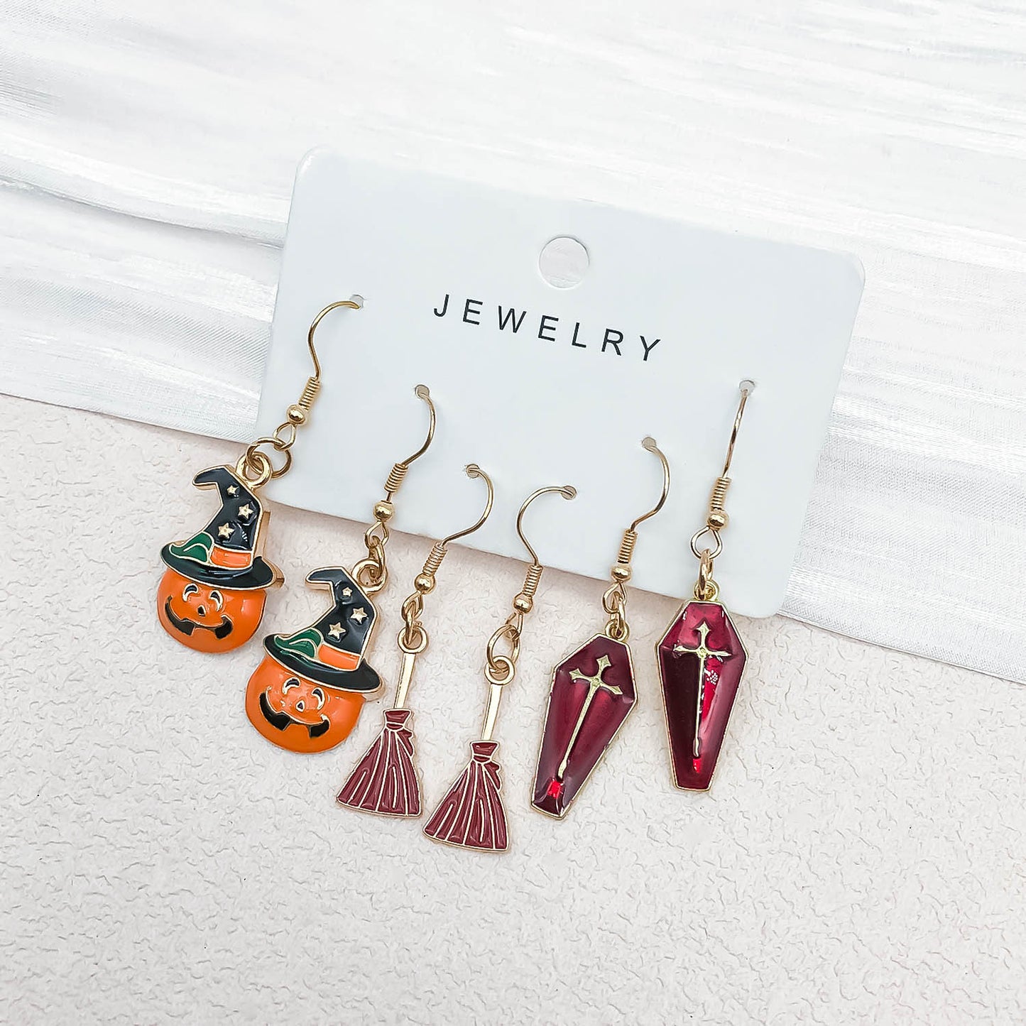 Alloy Halloween broom pumpkin earrings (Minimo de compra 5) MIC-OuL002