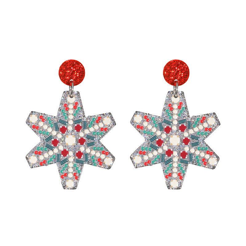 Acrylic Santa Claus Earrings  (Minimo de Compra 2) MYA-MiL007