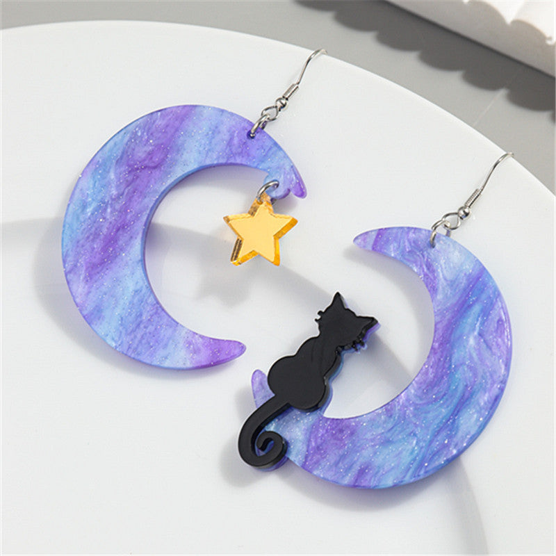 Acrylic Moon Cat Earrings MIC-ChouD033