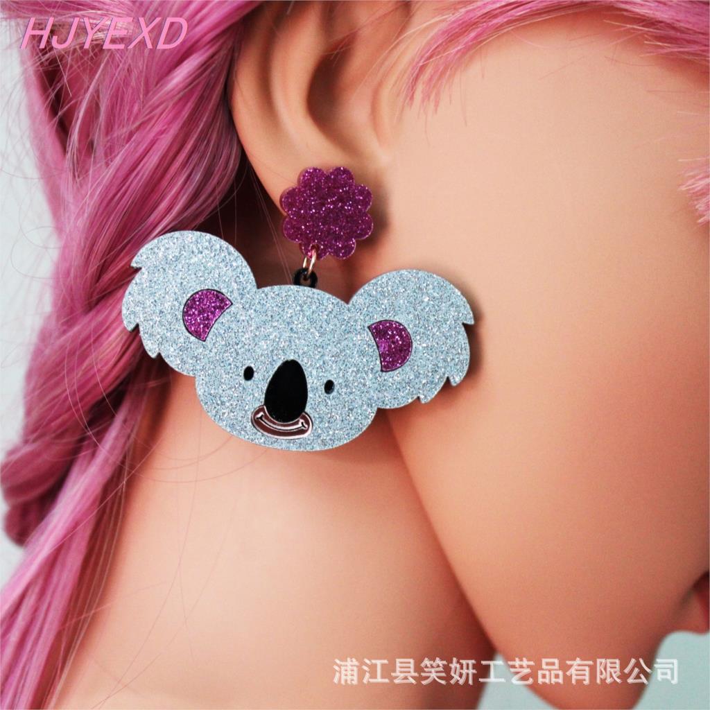 Acrylic Christmas Hat Koala Earrings (Minimo de compra 5) MYA-XiaoY024