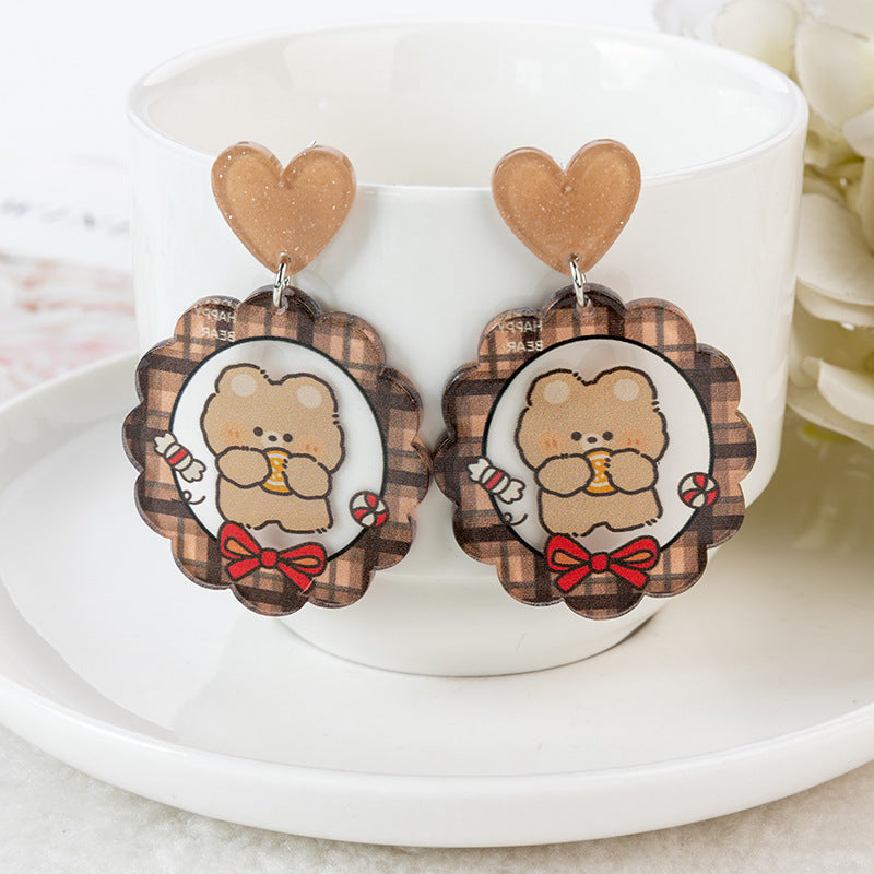 Alloy cartoon cute little bear earrings (Minimo de Compra 3) MIC-YouY031