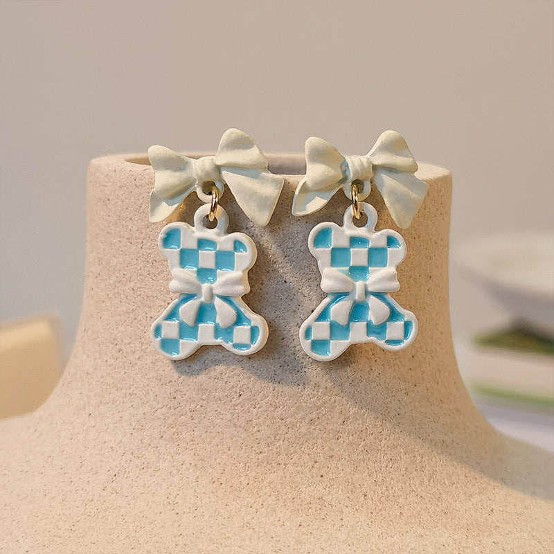 Alloy blue bear earrings MIC-JiuY016