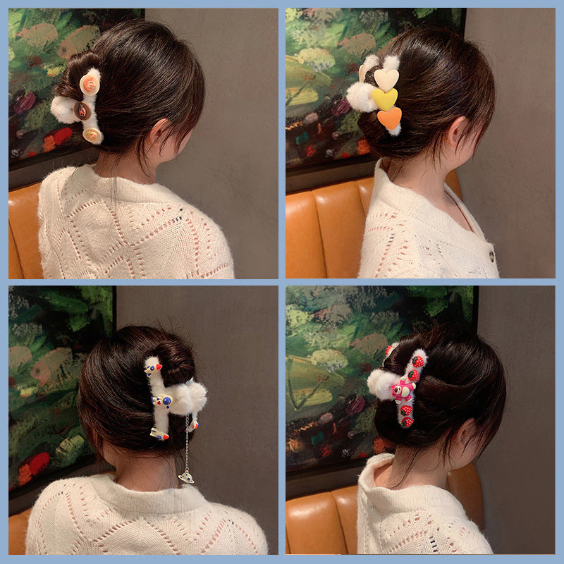 Plush cartoon cute hair clip (Minimo de compra 2) MIC-MiaoD002