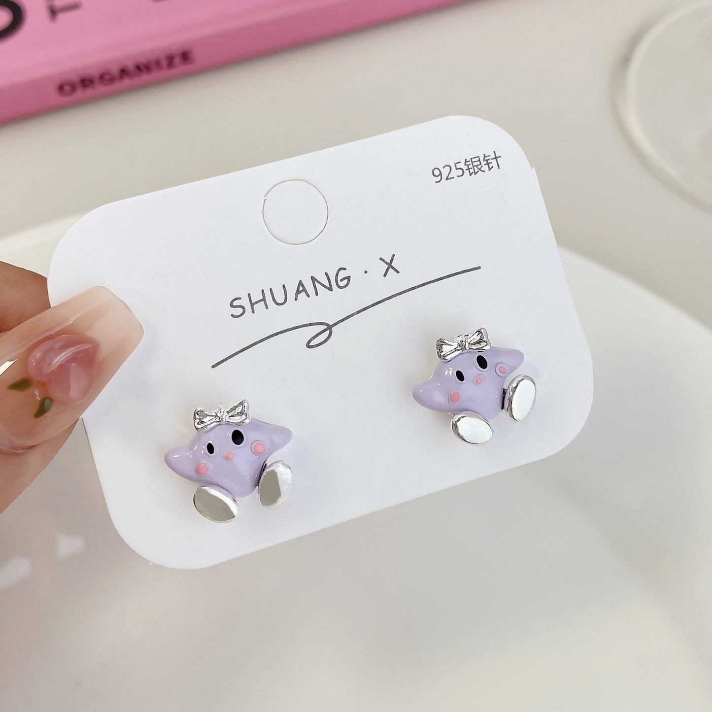 Acrylic Pink Star Kabi Earrings (Minimo de Compra 2) MIC-ShuangX033