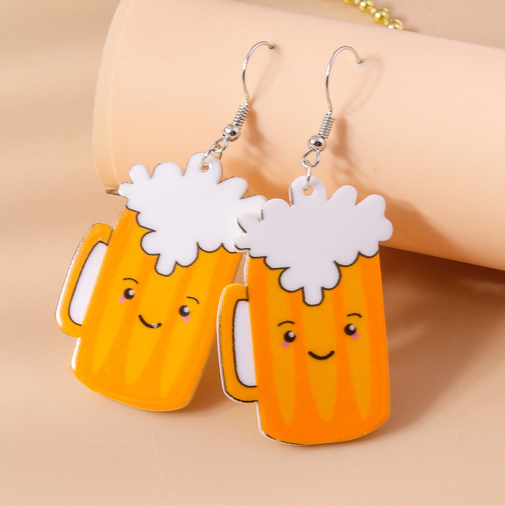 Acrylic cartoon pizza milk tea earrings (Minimo de Compra 2) MIC-YueS008